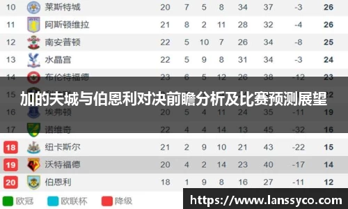 加的夫城与伯恩利对决前瞻分析及比赛预测展望